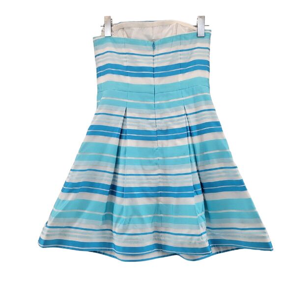 Lilly Pulitzer Blossom Dress Turquoise Wrapping Stripe Silk Size 4 Blue White - Picture 3 of 10